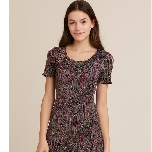 The Unbranded Brand Dresses & Skirts - Vintage Psychedelic Dress Womens Sz‎ 6 Boho Y2K Babydoll Artsy Festival Colorful